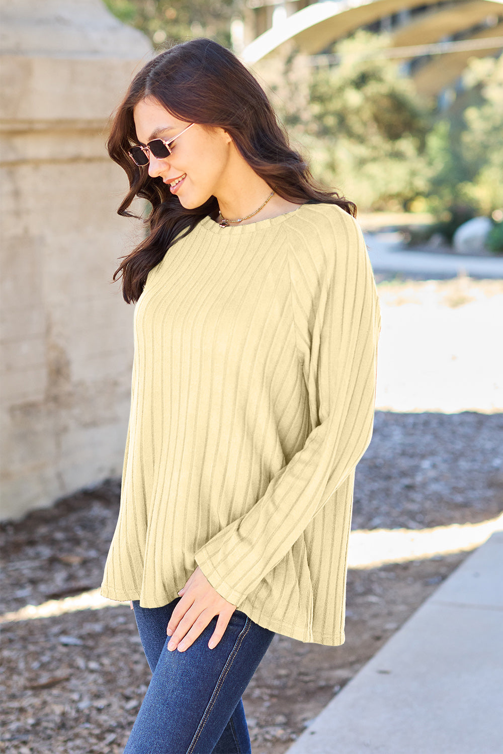 Basic Bae Full Size Ribbed Round Neck Long Sleeve Knit Top - ClassiQ