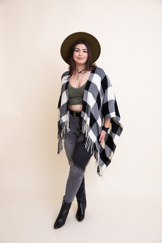 Buffalo Check Tassel Poncho - Classique Collection