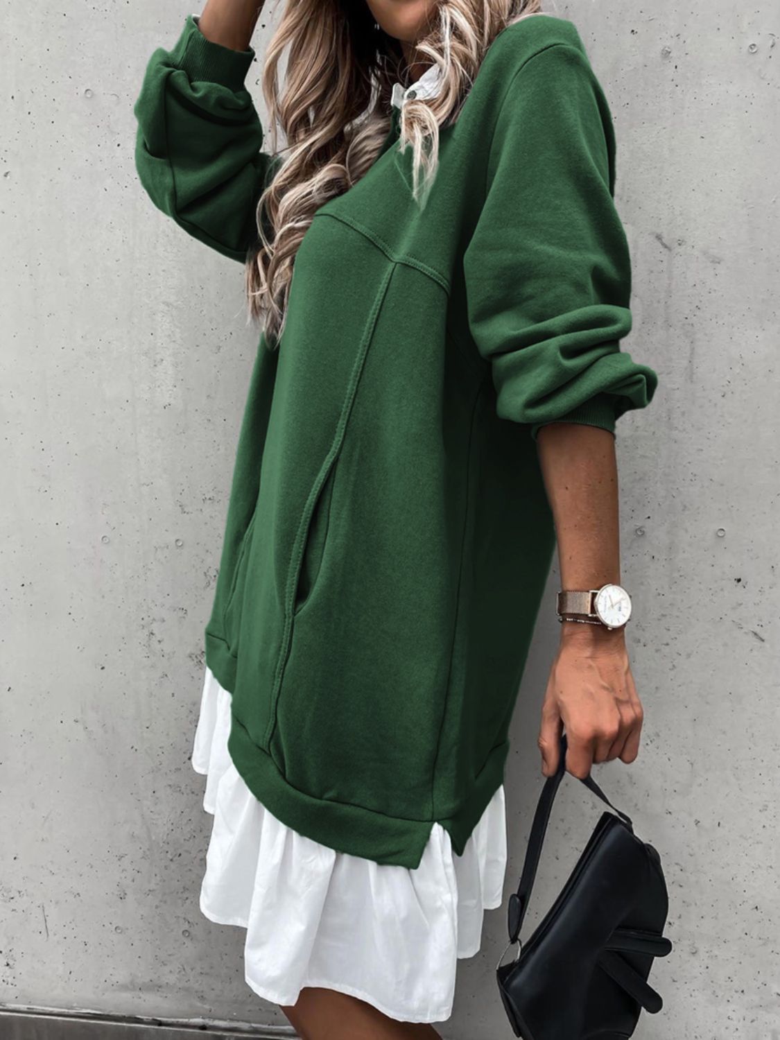 Devine Ruffle Hem Long Sleeve Mini Dress - Classique Collection