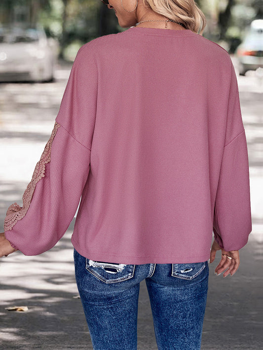Perfee Lace Detail V-Neck Top - Classique Collection