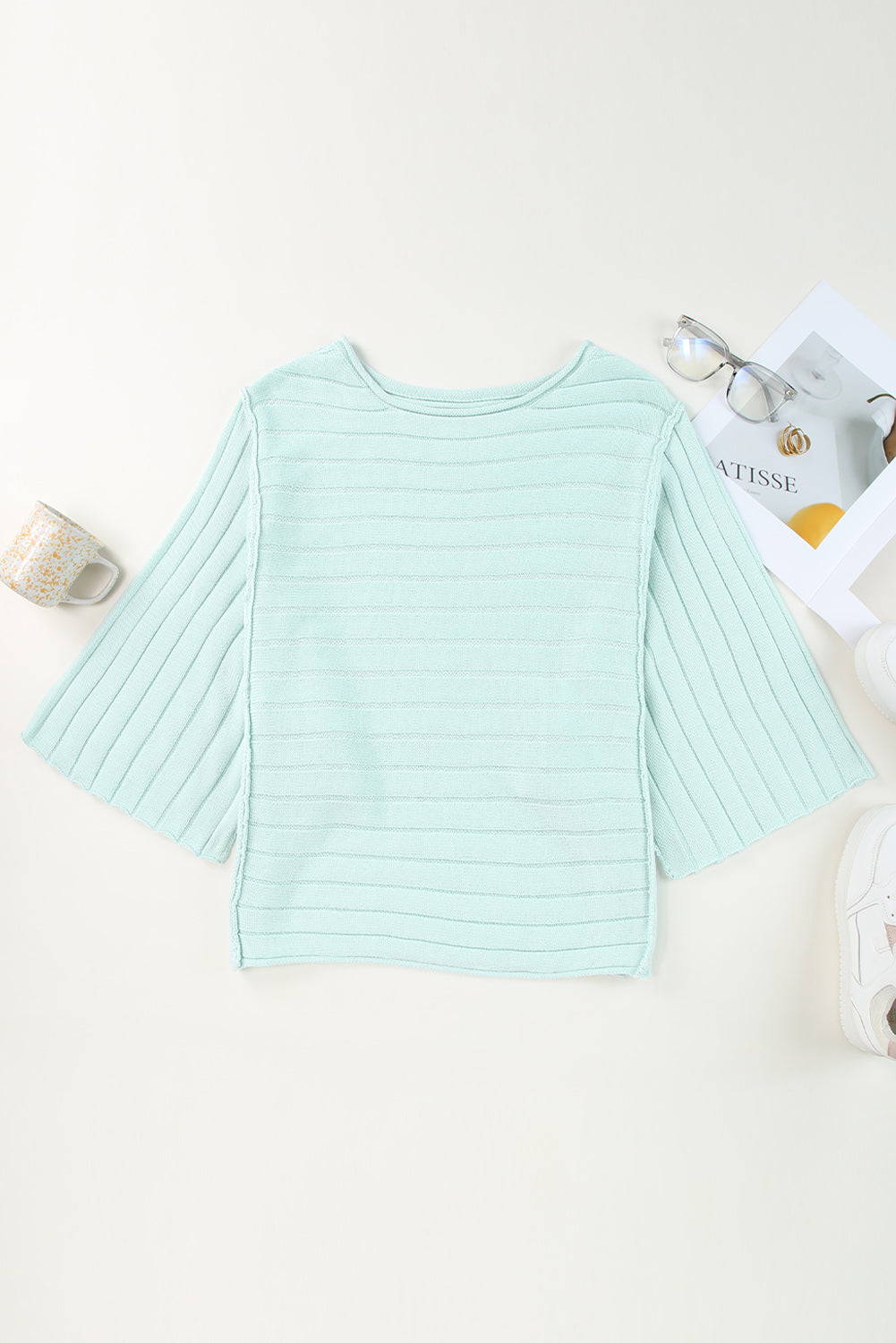 Round Neck Exposed Seams Pullover Top - Classique Collection