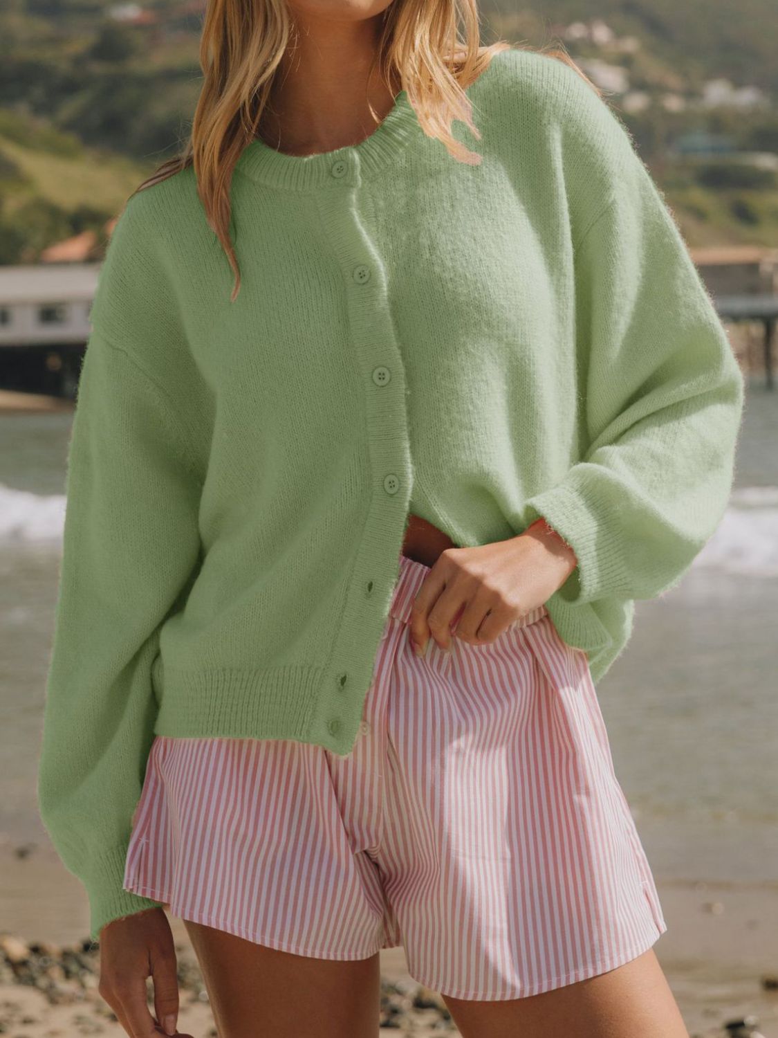 Button Down Long Sleeve Cardigan - ClassiQ