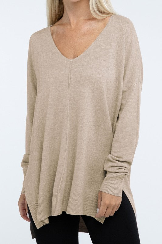 Hi-Low Hem Front Seam Sweater - Classique Collection