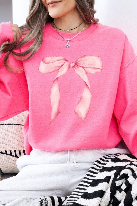 Pink Coquette Bow Graphic Plus Sweatshirt - ClassiQ
