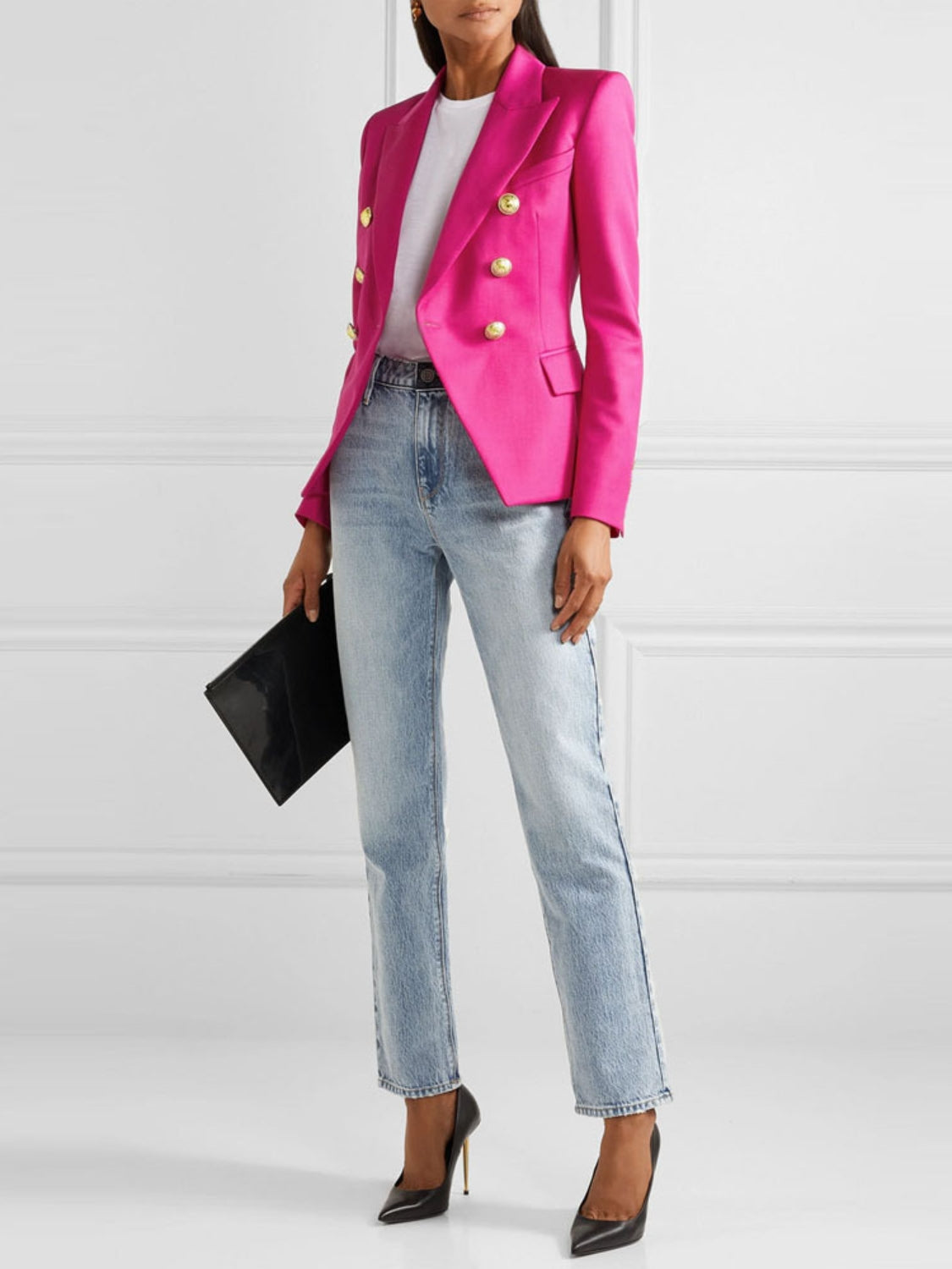 Lapel Collar Long Sleeve Blazer - Classique Collection