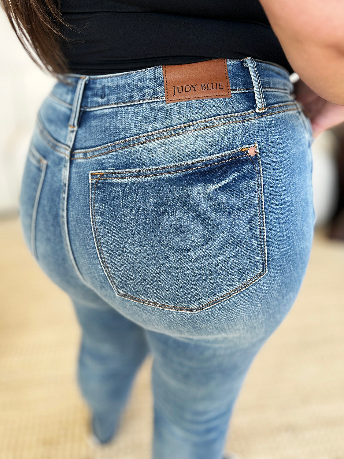 Judy Blue Full Size Mid Rise Rigid Magic Release Hem Jeans - Classique Collection