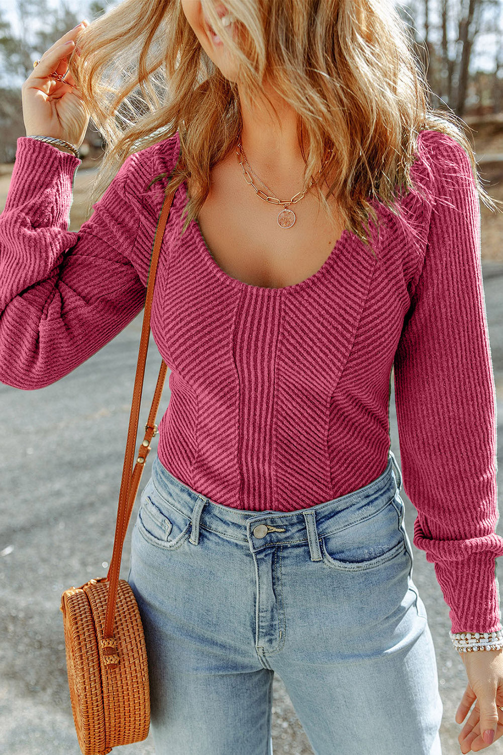 Scoop Neck Long Sleeve Top - ClassiQ