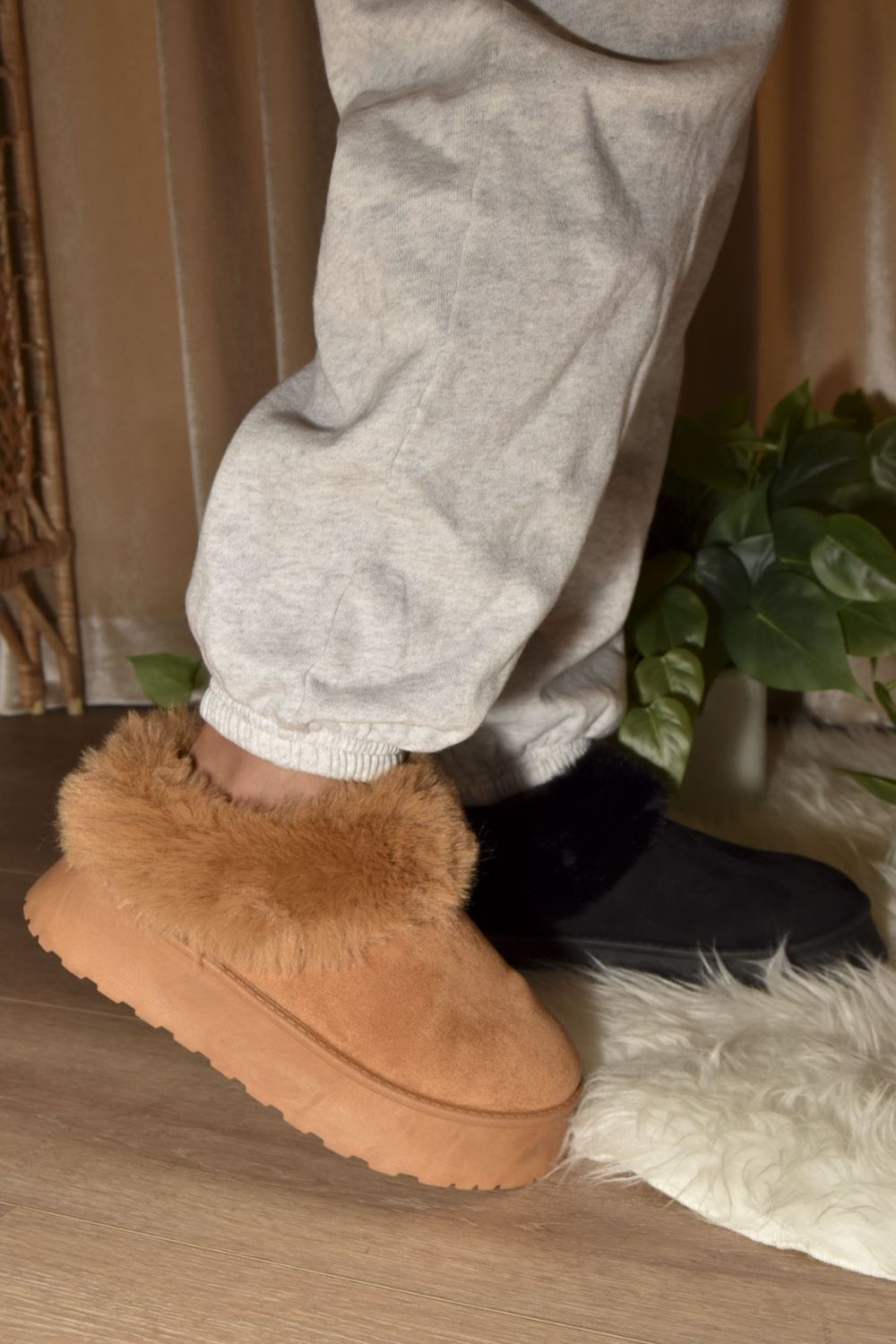 WILD DIVA Faux-Fur Platform Slip On Booties - Classique Collection