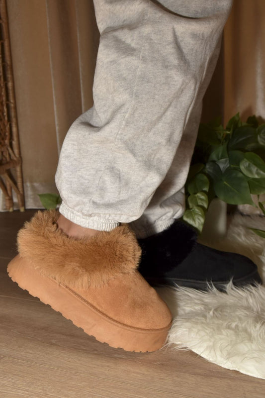 WILD DIVA Faux-Fur Platform Slip On Booties - Classique Collection