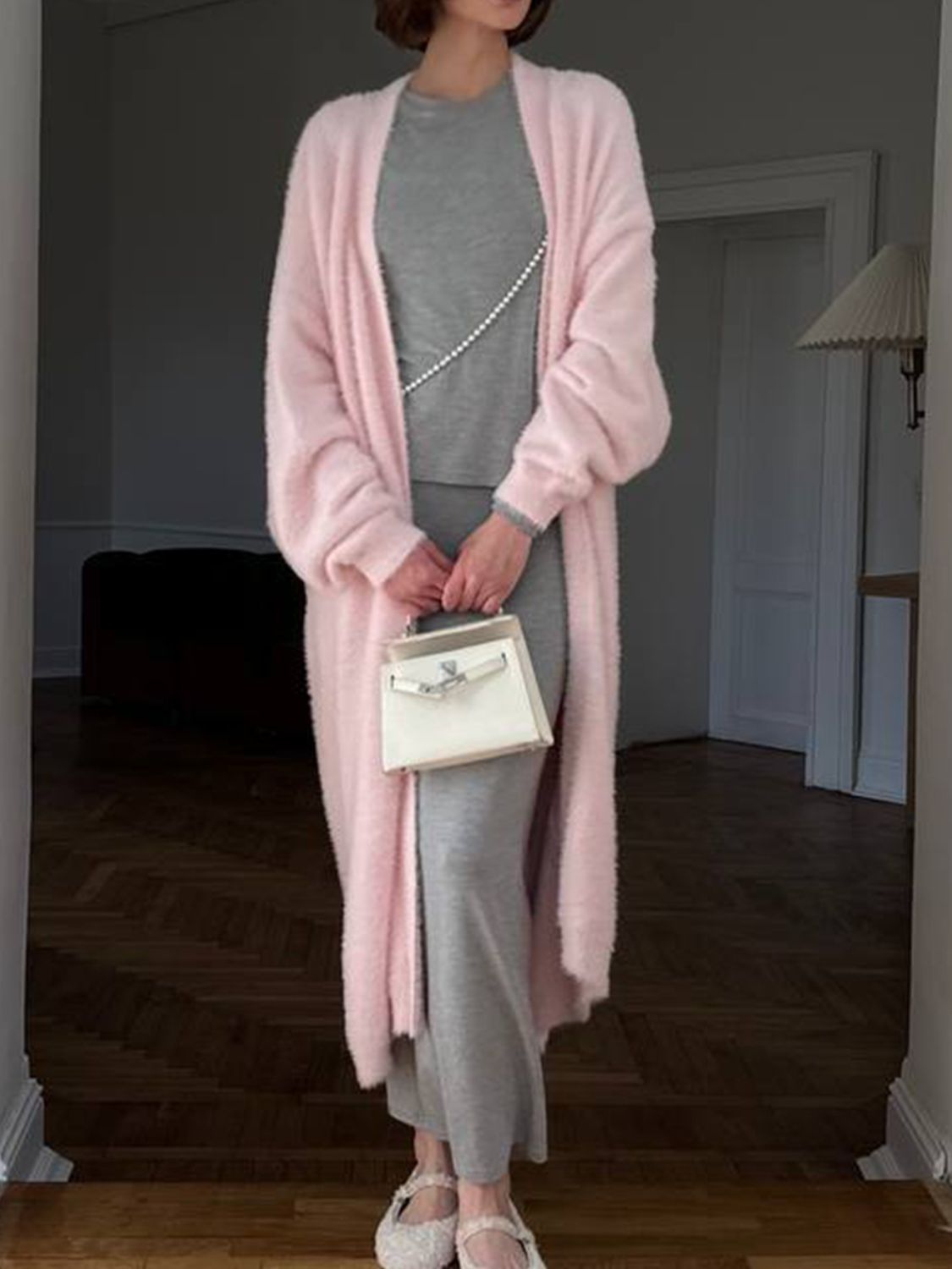 Fuzzy Open Front Solid Color Cardigan - Classique Collection