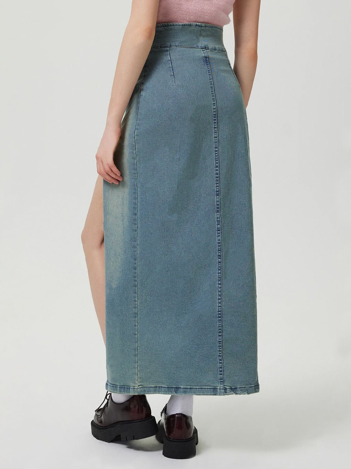 Slit Denim Skirt with Zip - Classique Collection