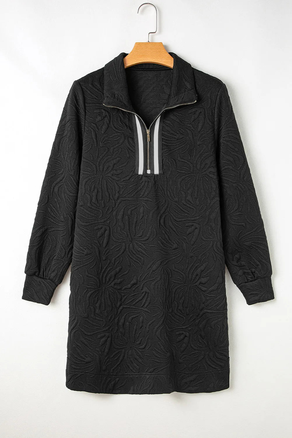 Texture Quarter Zip Long Sleeve Mini Dress - Classique Collection
