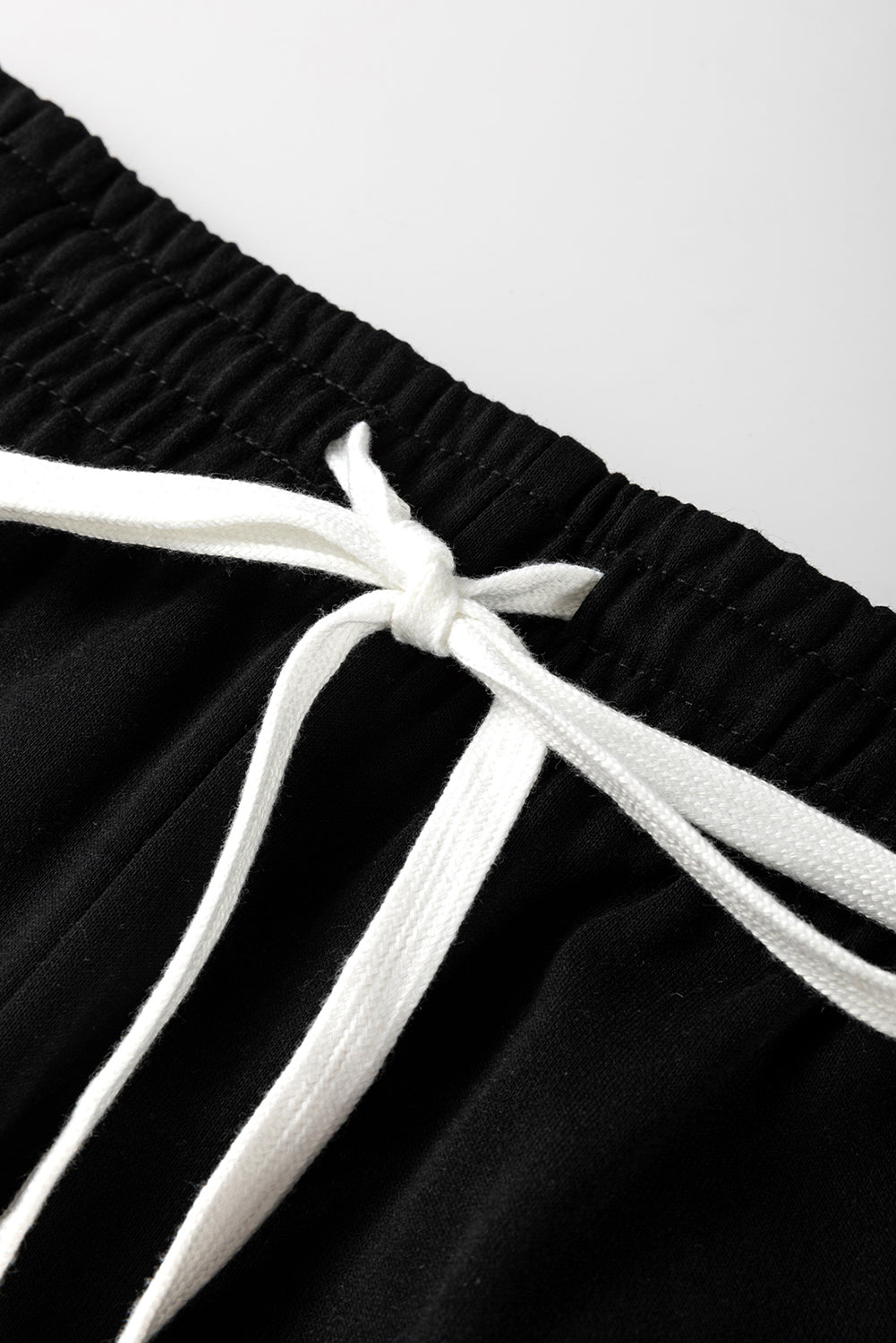 Black Striped Drop Shoulder Pullover and Joggers Set - ClassiQ