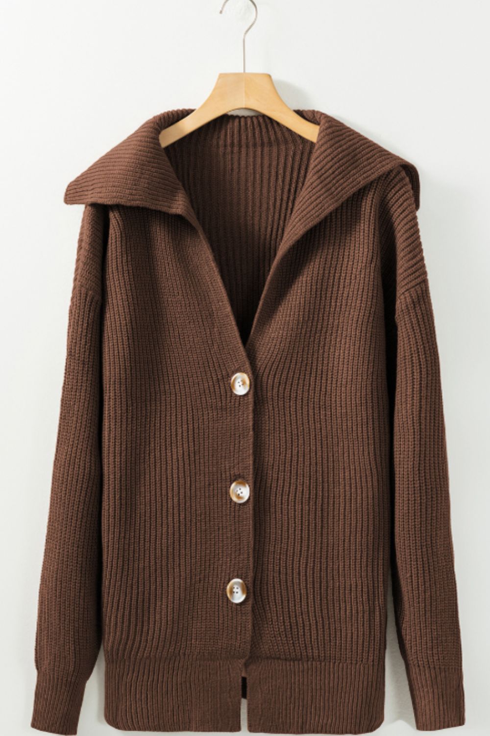 Button Down Collared Neck Cardigan - ClassiQ