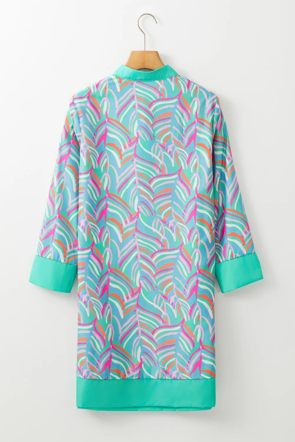 Slit Printed Notched Three-Quarter Sleeve Mini Dress - Classique Collection