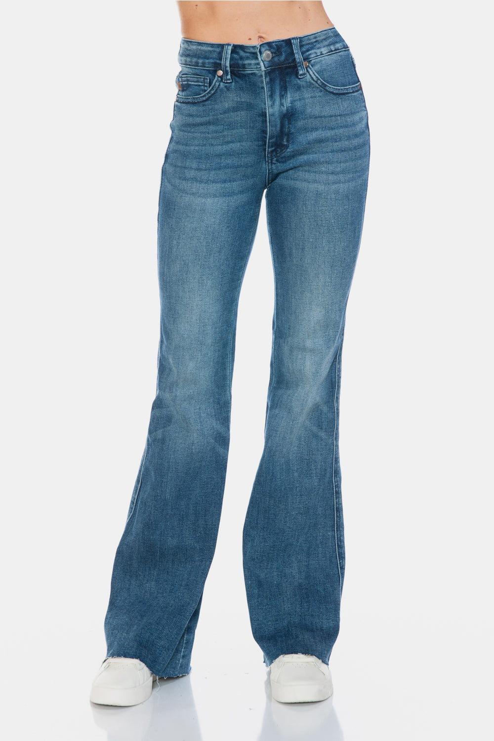 Judy Blue Full Size Tummy Control Cut Hem Flare Jeans - Classique Collection