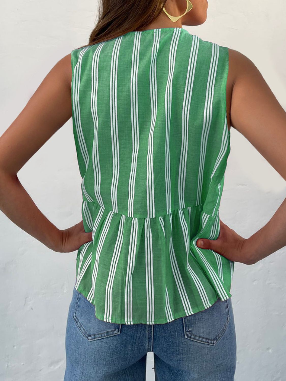 Tied Striped Round Neck Tank - Classique Collection
