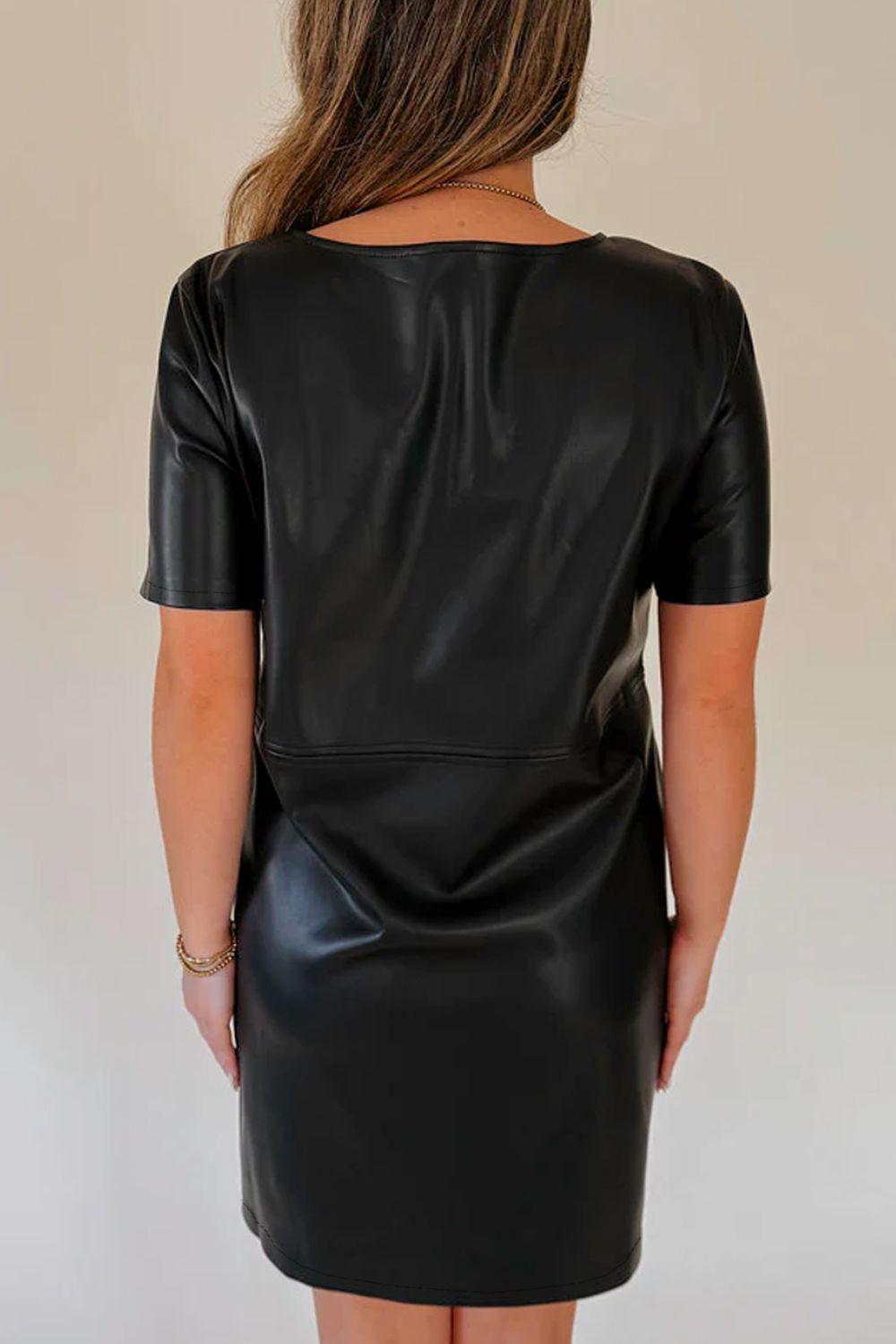 Round Neck Short Sleeve Mini Dress - ClassiQ