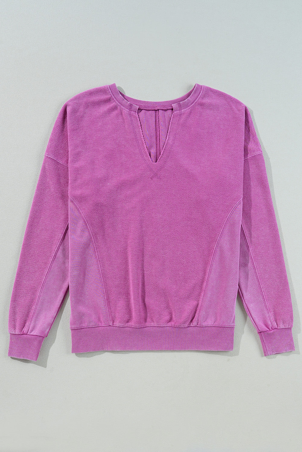 Notched Drop Shoulder Long Sleeve Sweatshirt - Classique Collection