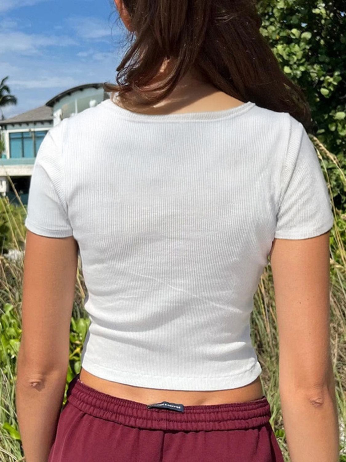 Devine Button Detail Short Sleeve T-Shirt - Classique Collection