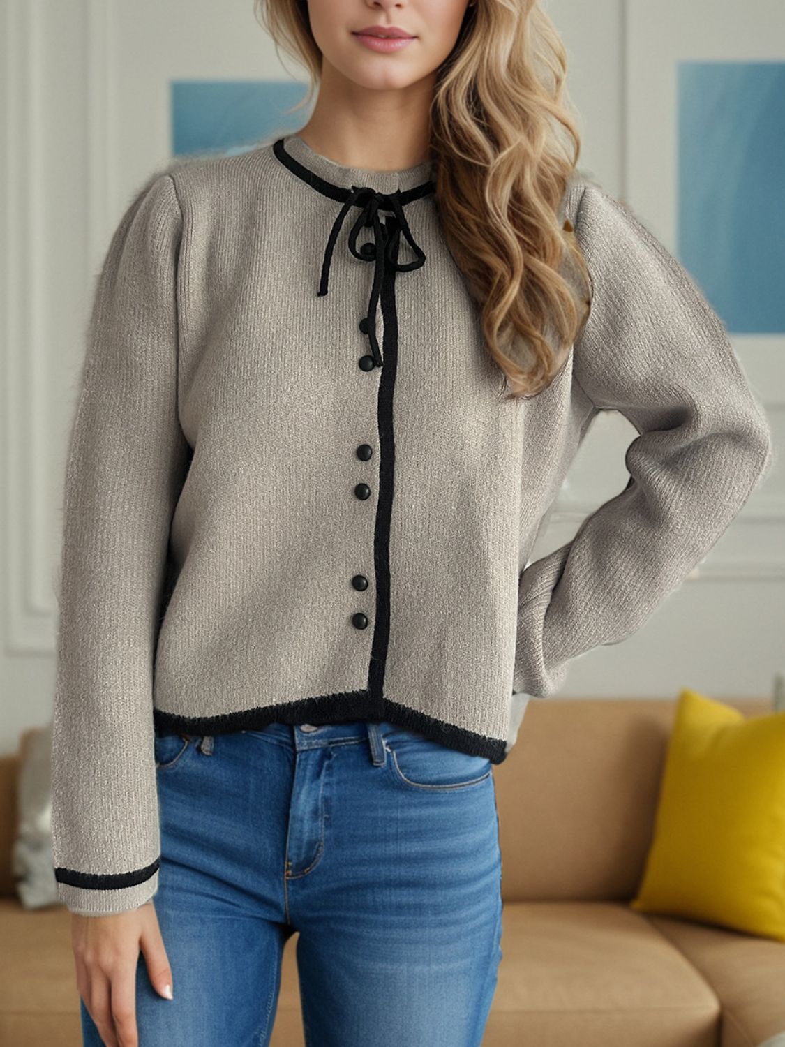 Button Down Long Sleeve Cardigan - ClassiQ