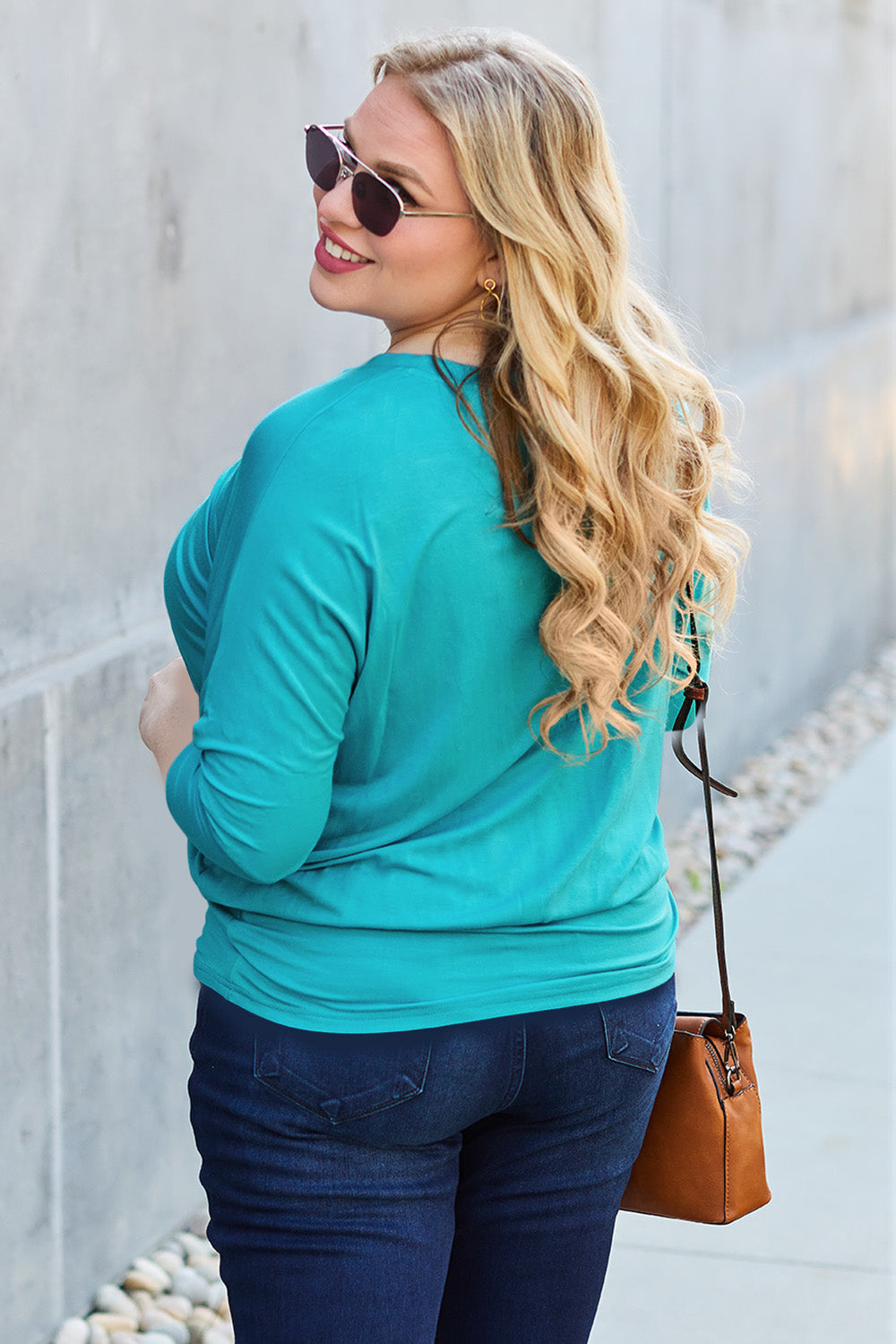 Basic Bae Full Size Round Neck Batwing Sleeve Top - Classique Collection