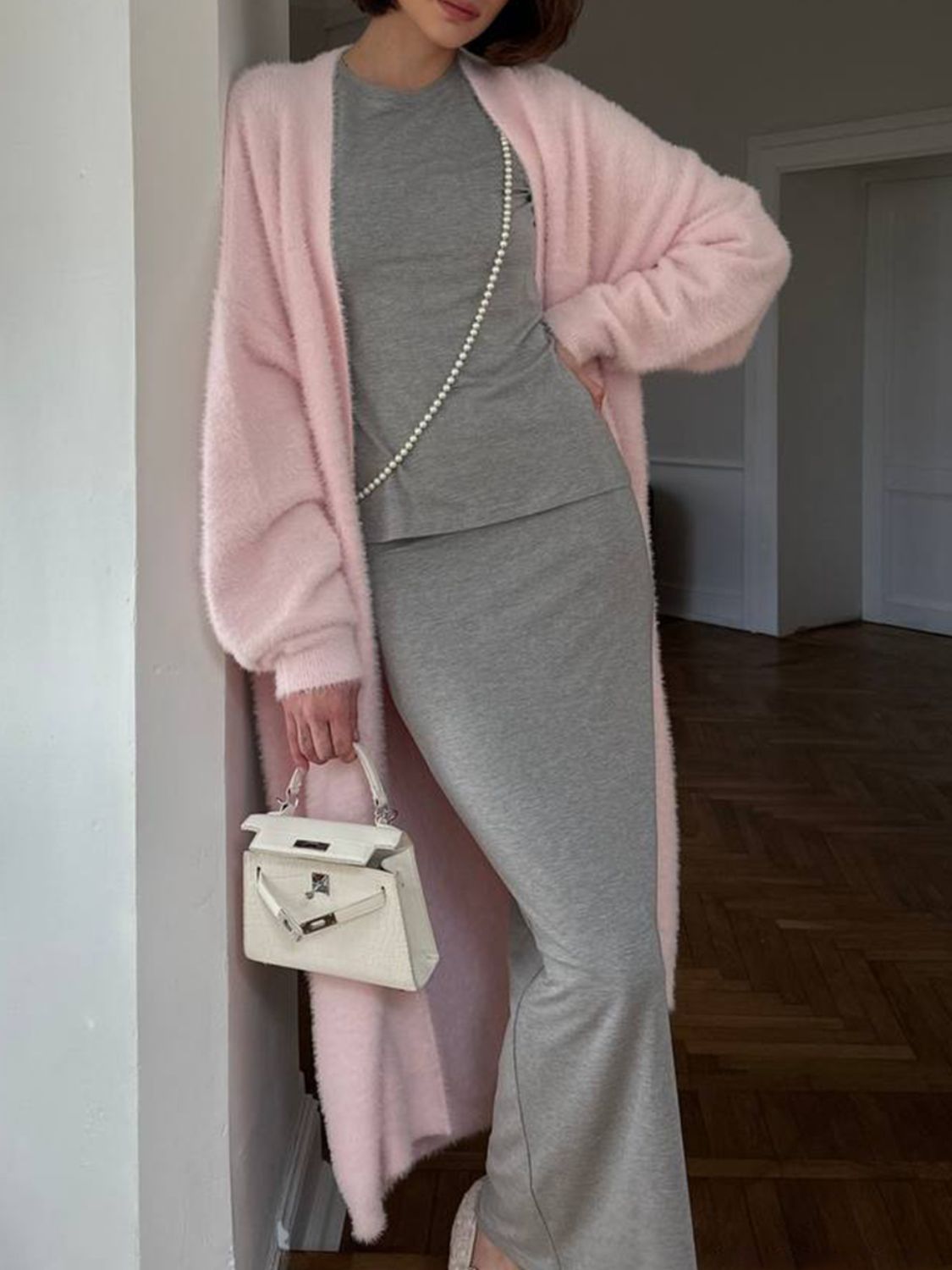 Fuzzy Open Front Solid Color Cardigan - Classique Collection