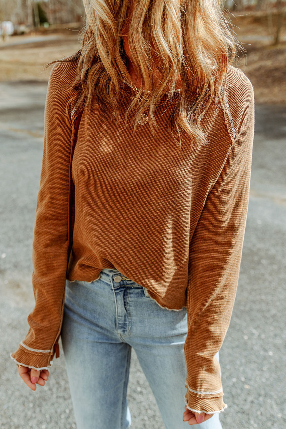 Long Raglan Sleeve Round Neck Top - Classique Collection