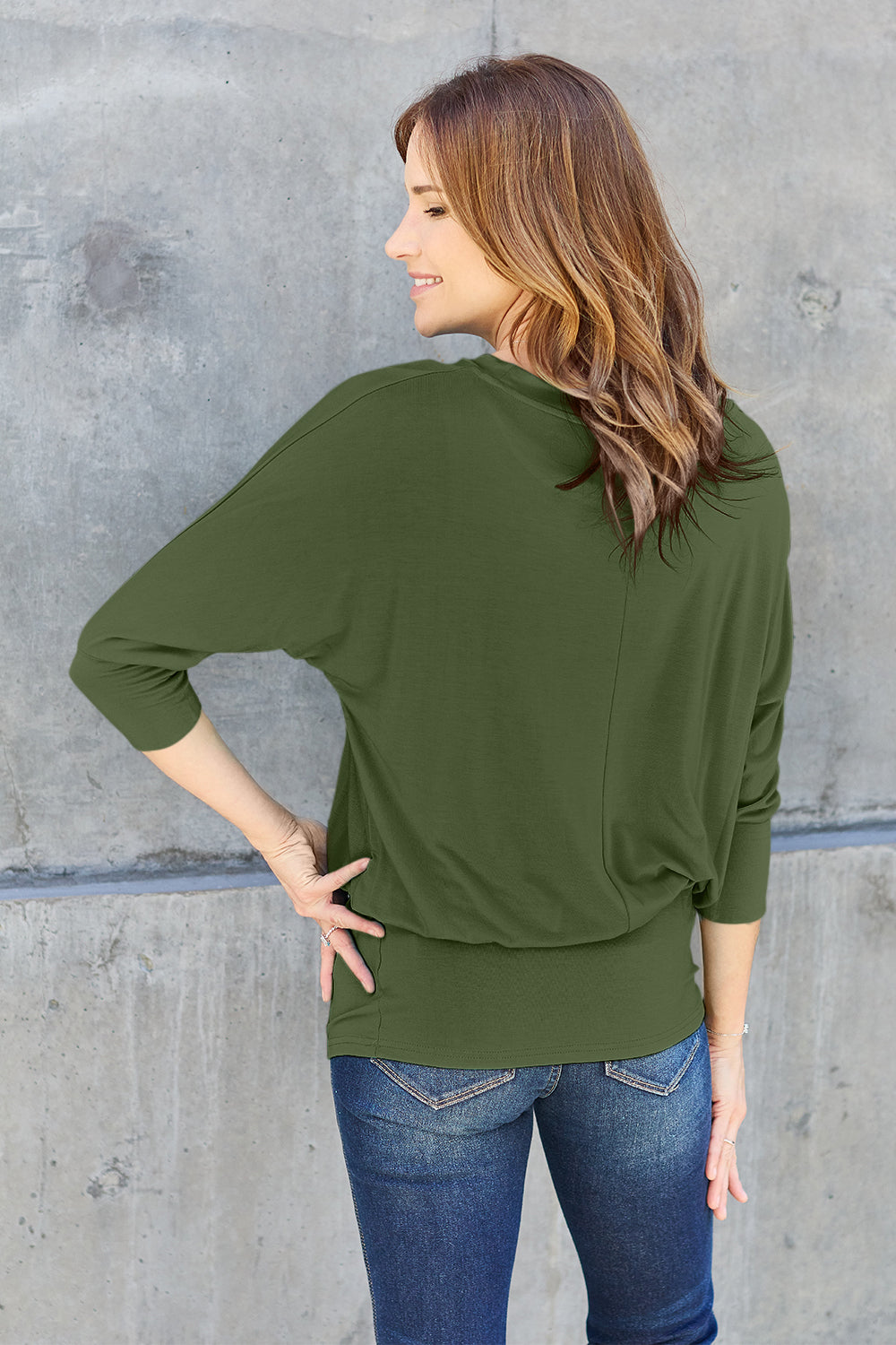 Basic Bae Full Size Round Neck Batwing Sleeve Top - Classique Collection