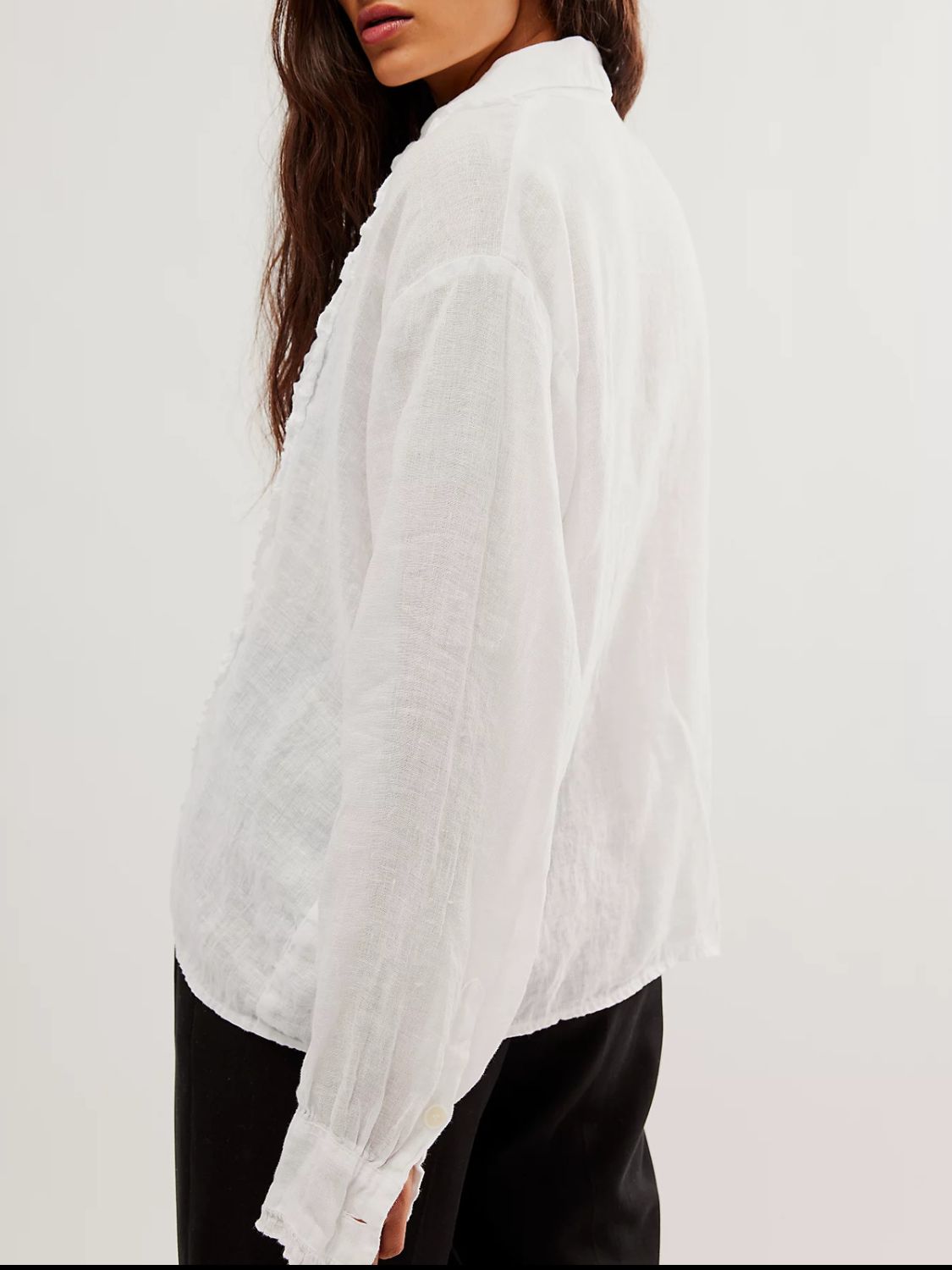 Frill Ruched Collared Neck Long Sleeve Shirt - Classique Collection