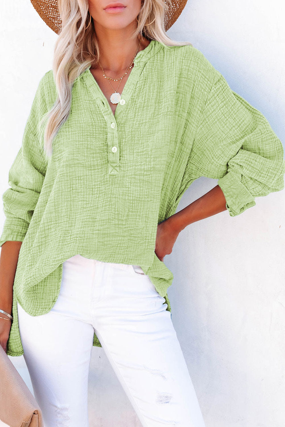 Buttoned Long Sleeve Blouse - Classique Collection