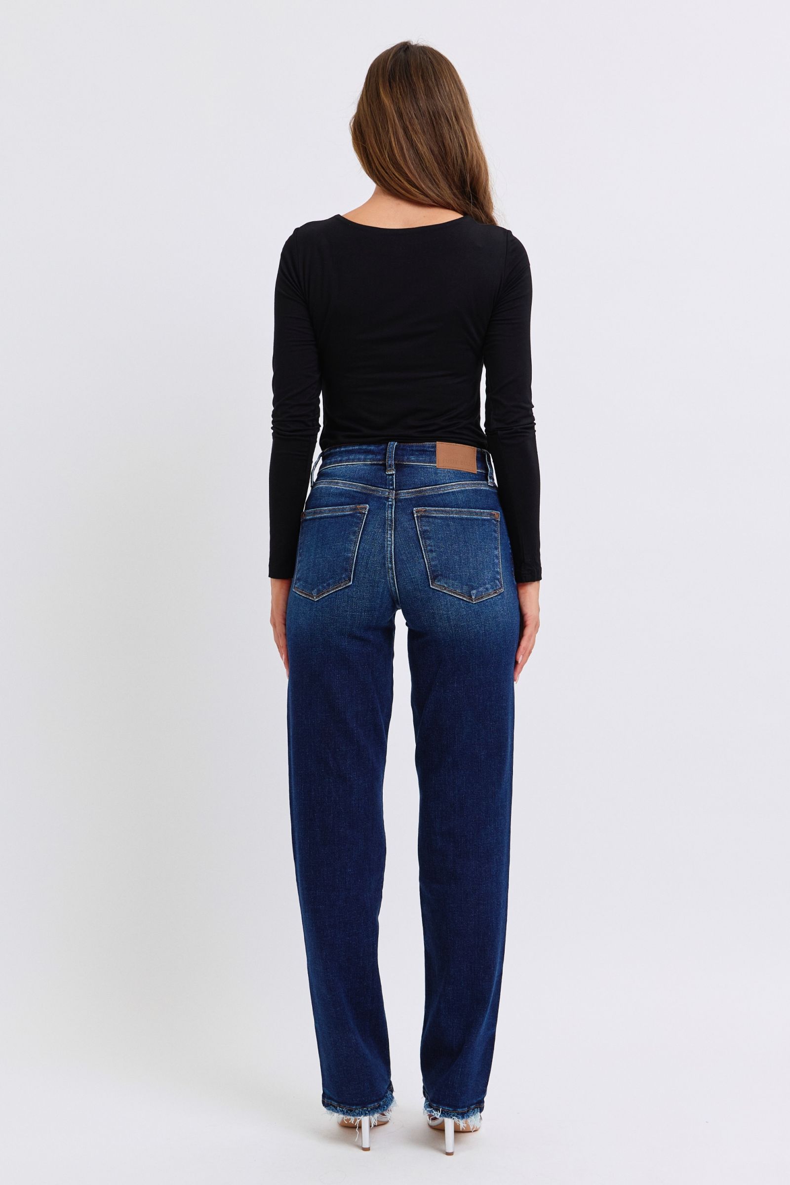 Judy Blue Full Size Raw Hem Straight Leg Jeans - Classique Collection