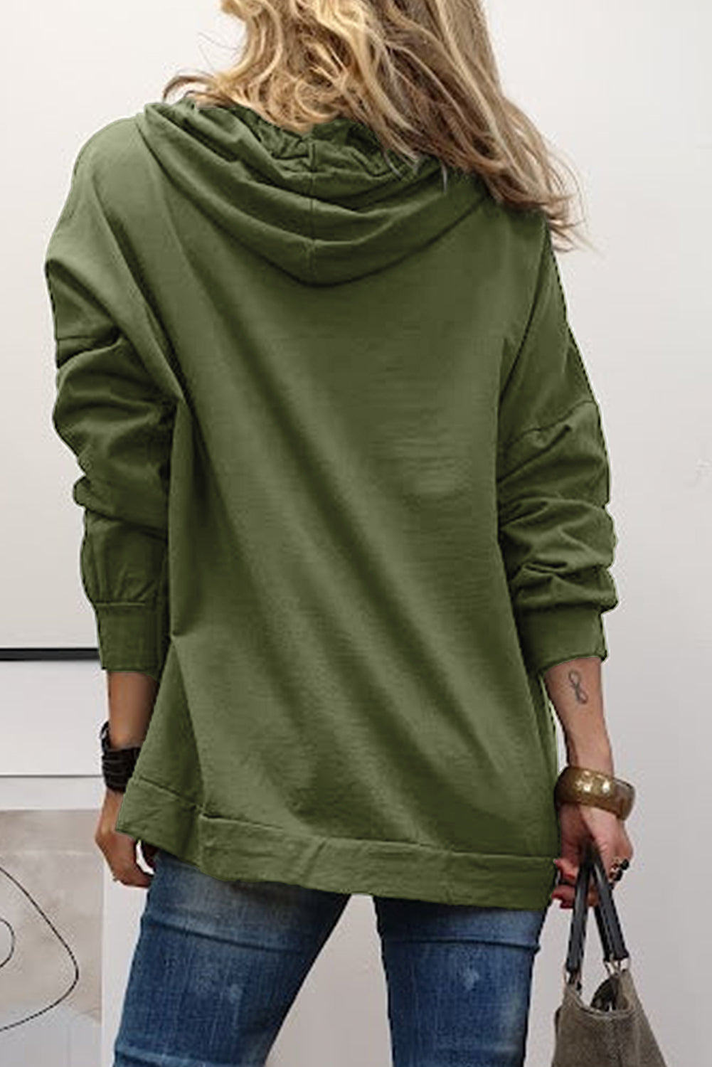 LOVE Drawstring Dropped Shoulder Hoodie - ClassiQ