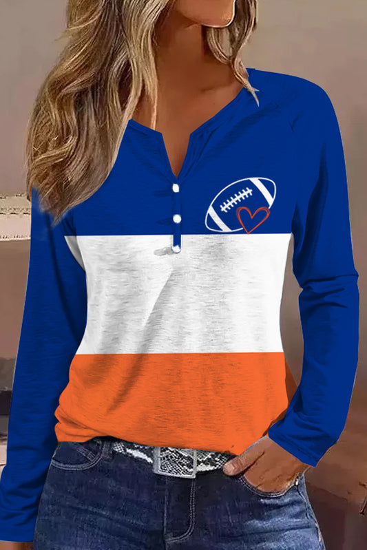 Football Graphic Notched Neck Top - Classique Collection