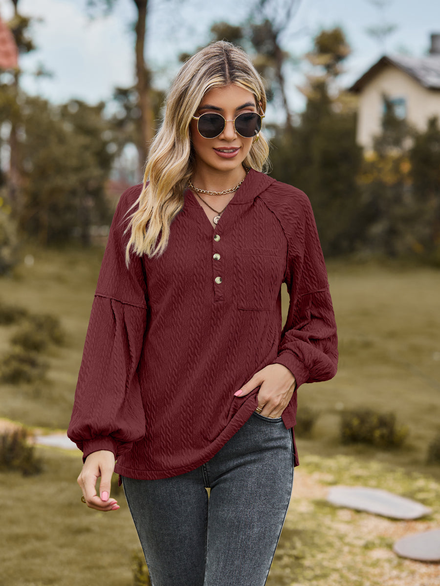 Cable-Knit Dropped Shoulder Hoodie - Classique Collection