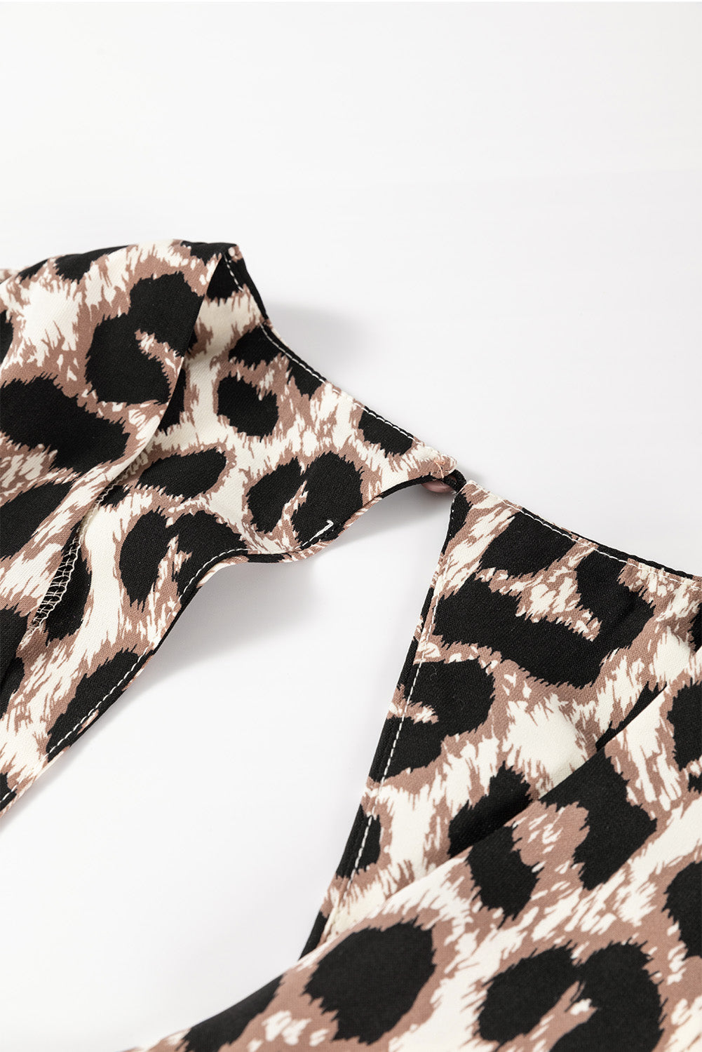 Cutout Back Leopard V-Neck Short Sleeve Mini Dress - Classique Collection