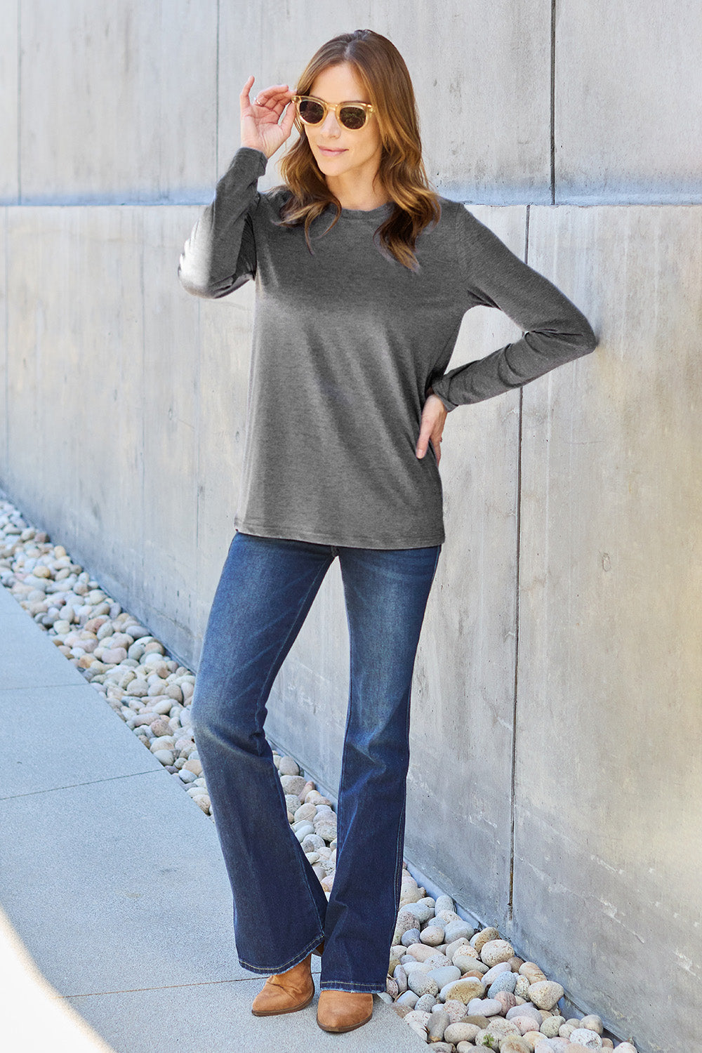 Basic Bae Full Size Round Neck Long Sleeve Top - Classique Collection