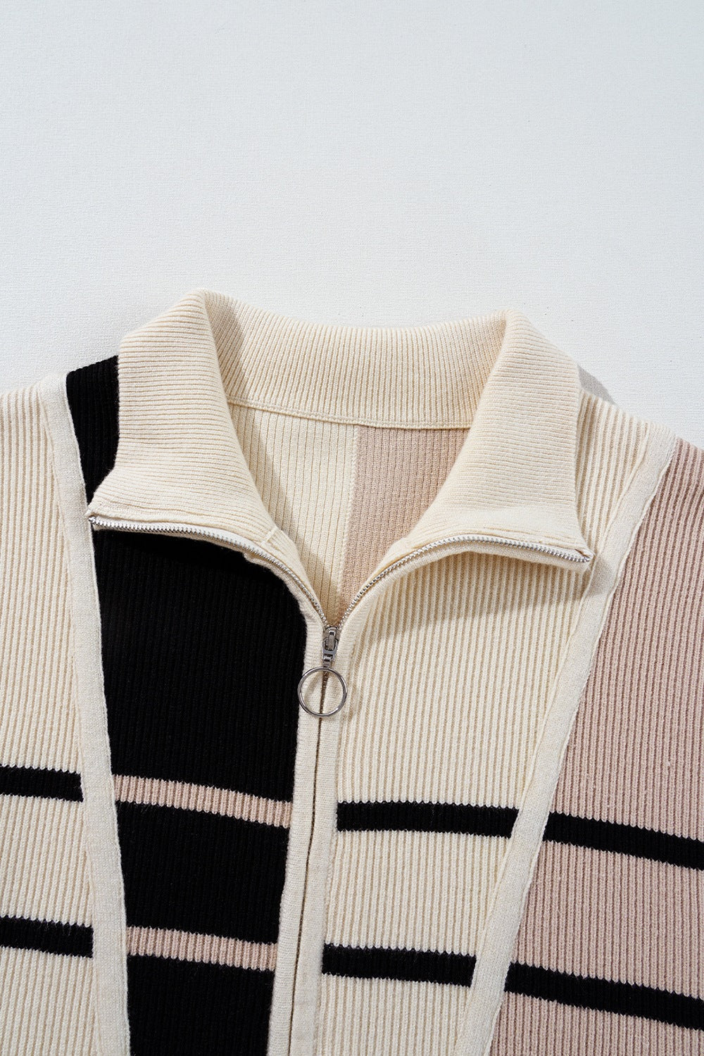 Striped Quarter Zip Cap Sleeve Sweater Dress - ClassiQ