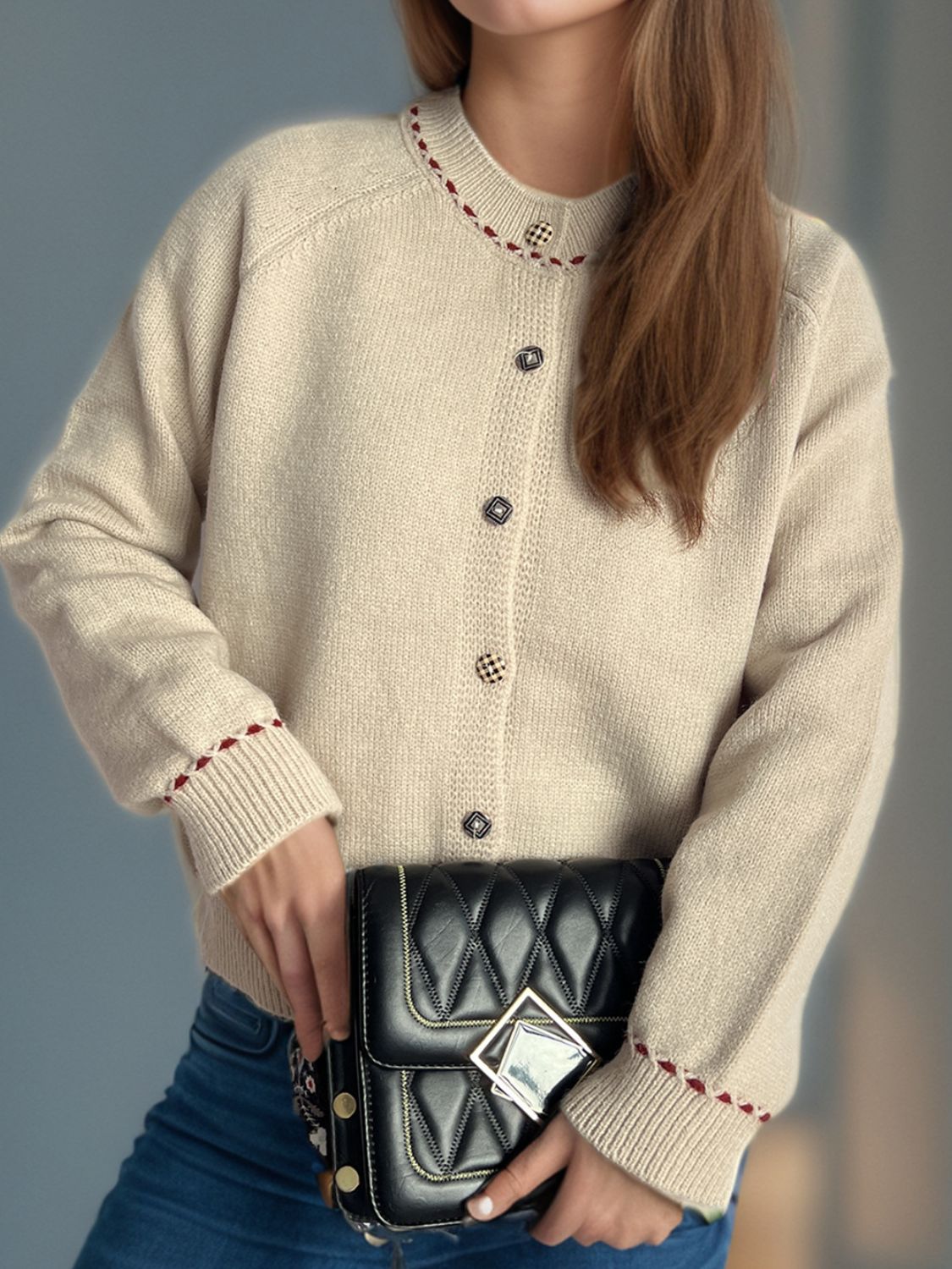 Button Down Long Sleeve Cardigan - ClassiQ