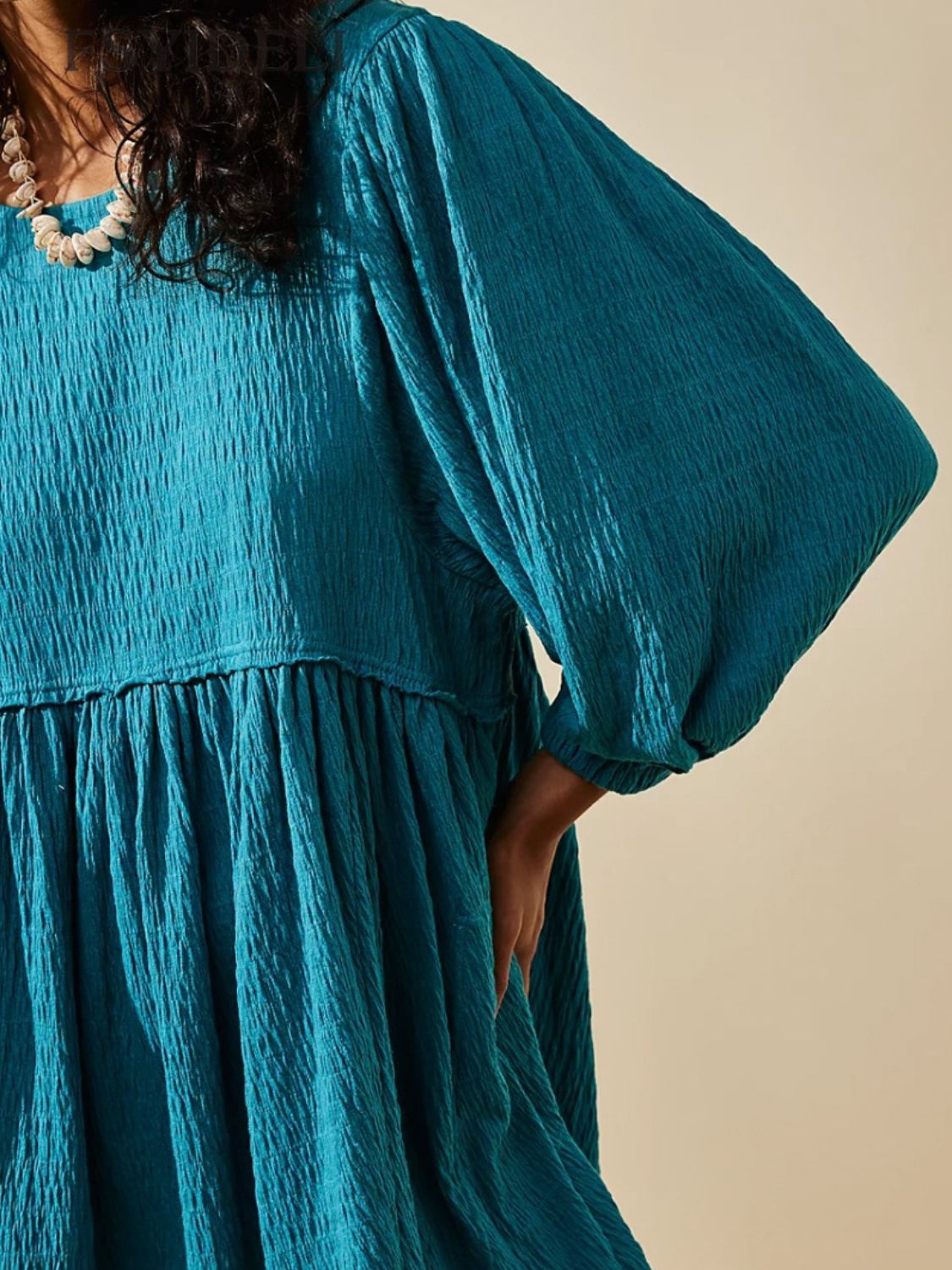 Cutout Textured Long Sleeve Mini Dress - Classique Collection