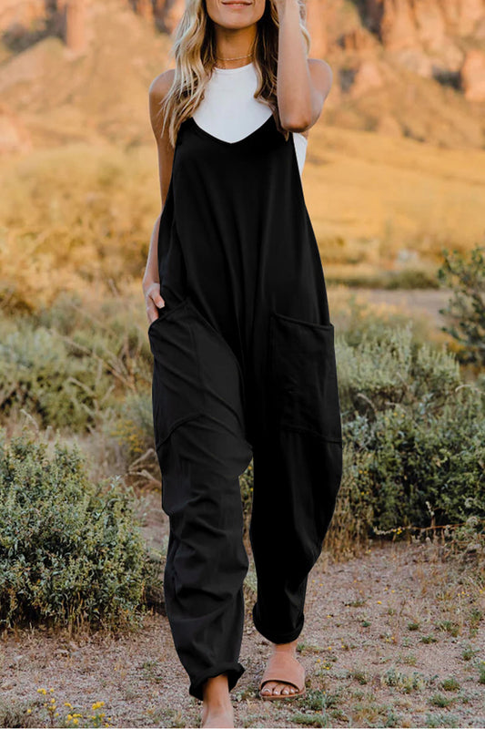 Double Take Full Size V-Neck Sleeveless Jumpsuit with Pockets - ClassiQ