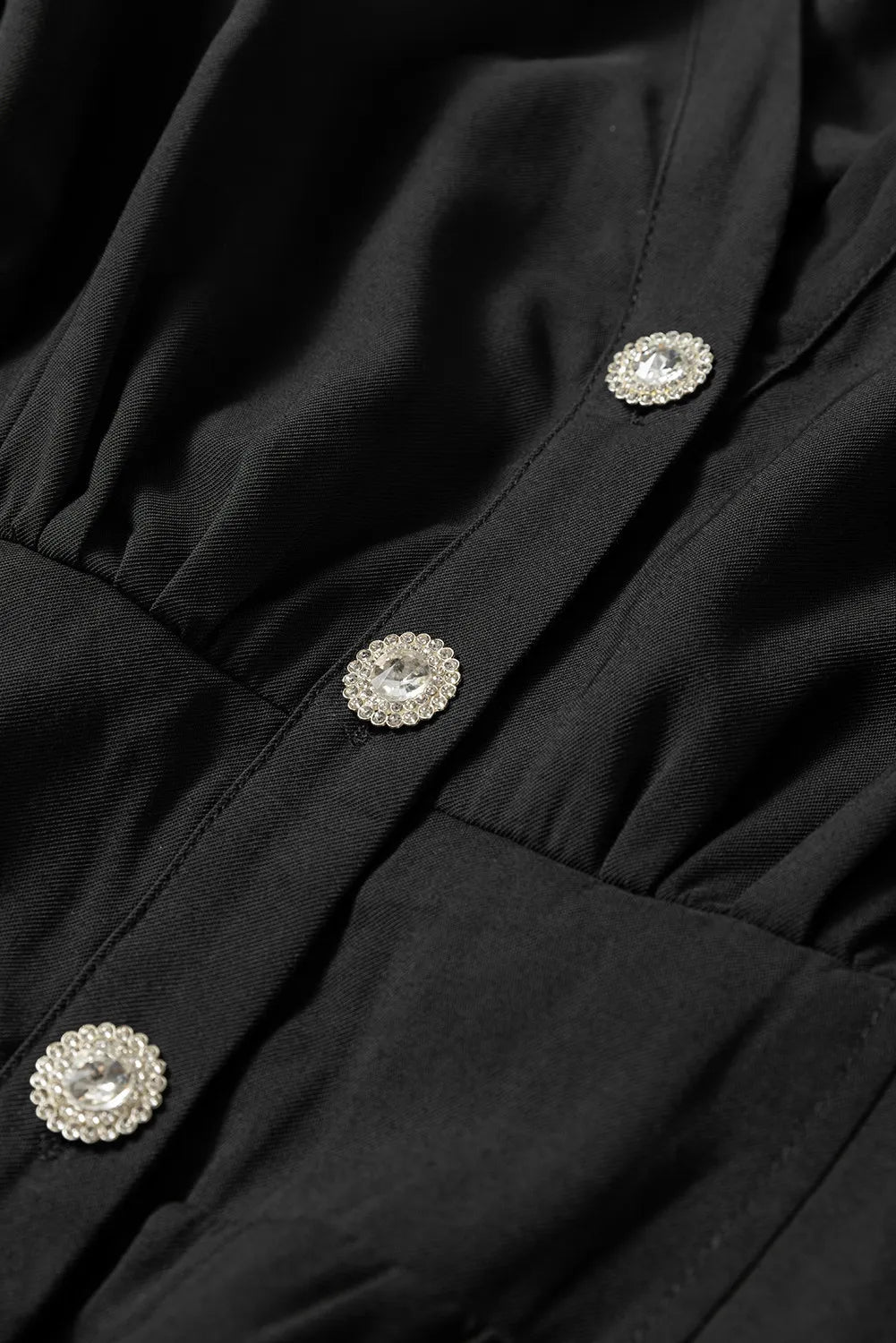 Ruched Button Up Long Sleeve Dress - Classique Collection