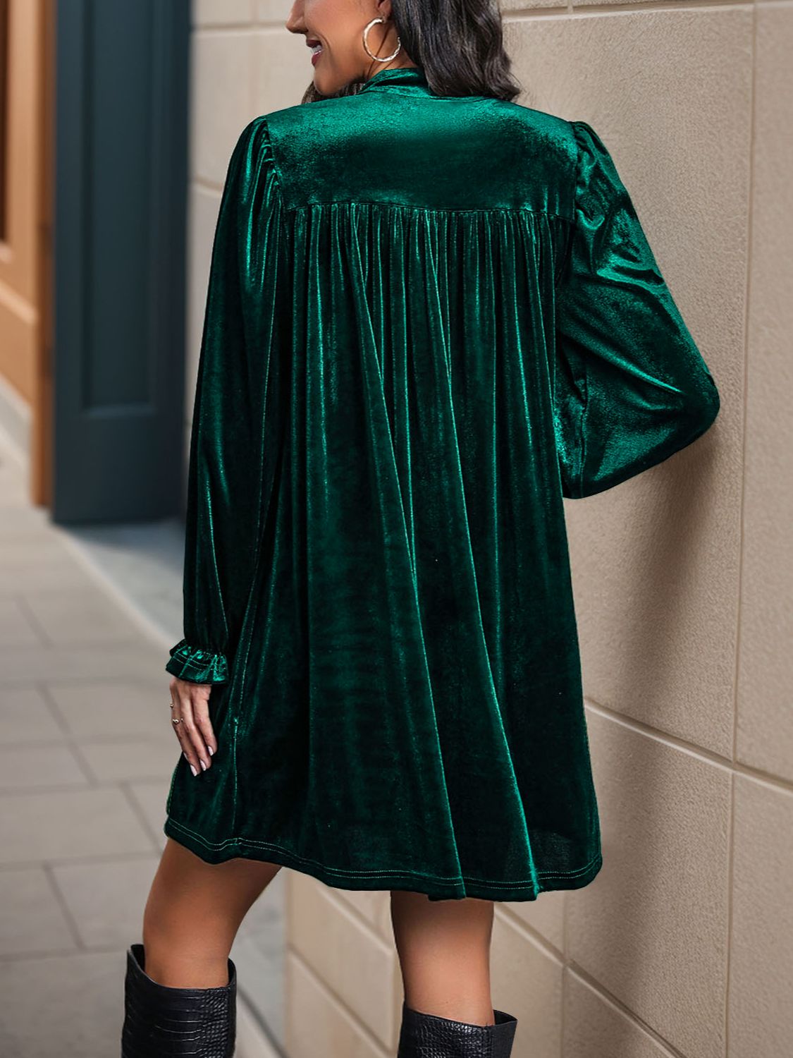 Perfee Ruched Surplice Long Sleeve Mini Dress - Classique Collection