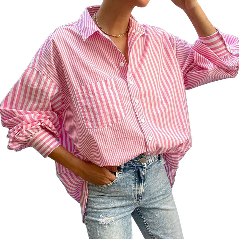 Striped Button Down Long Sleeve Shirt - Classique Collection