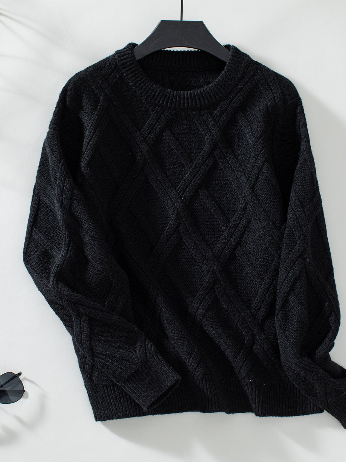 Geometric Round Neck Long Sleeve Sweater - ClassiQ