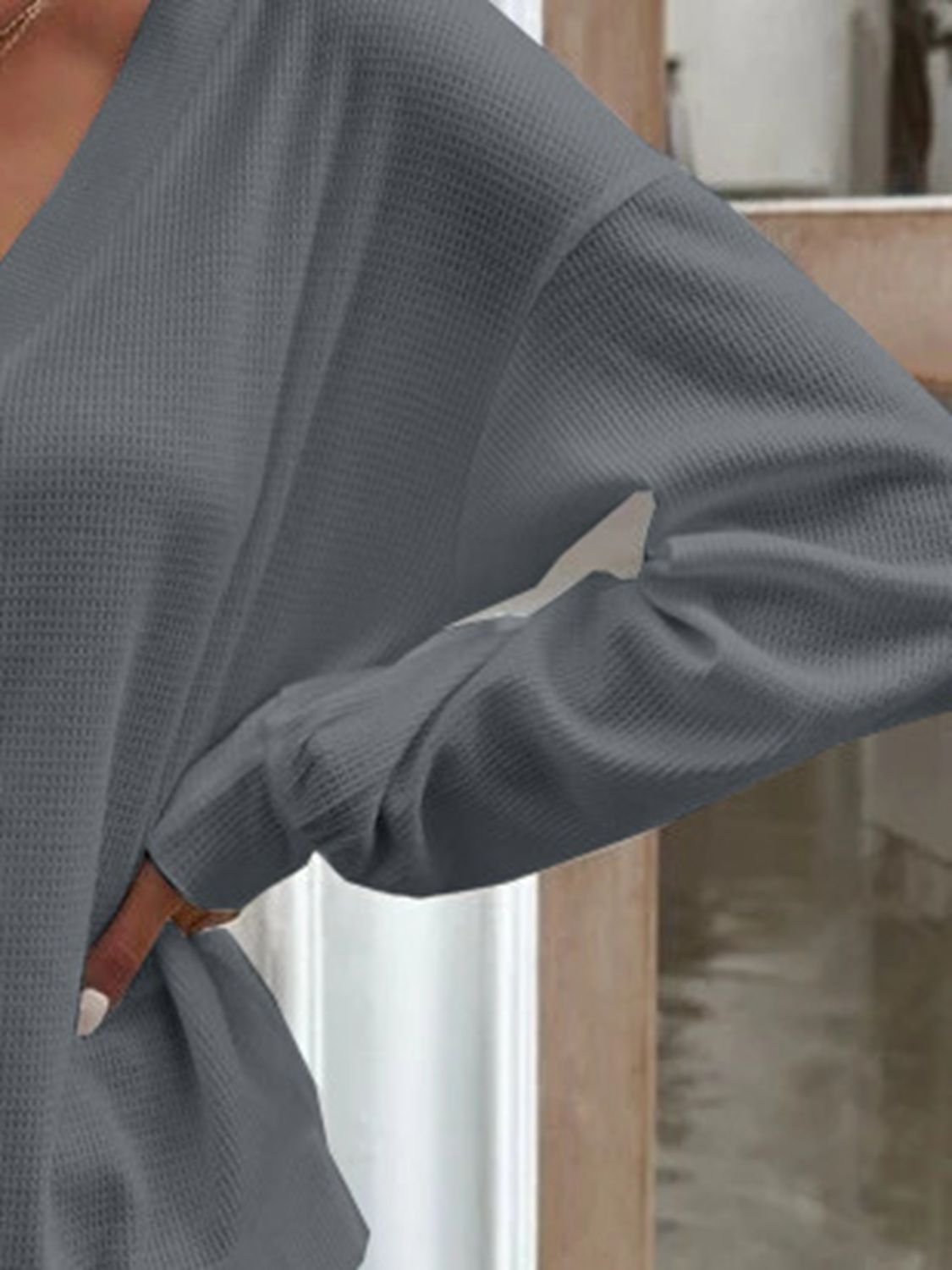 V-Neck Dropped Shoulder Blouse - Classique Collection