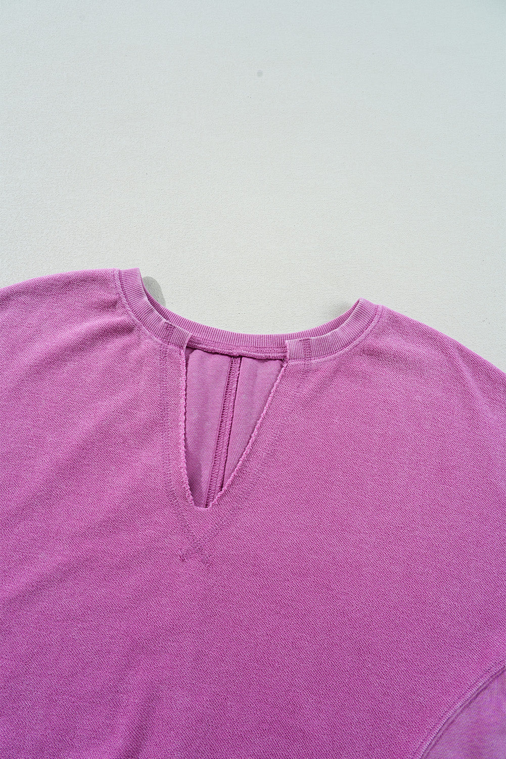 Notched Drop Shoulder Long Sleeve Sweatshirt - Classique Collection