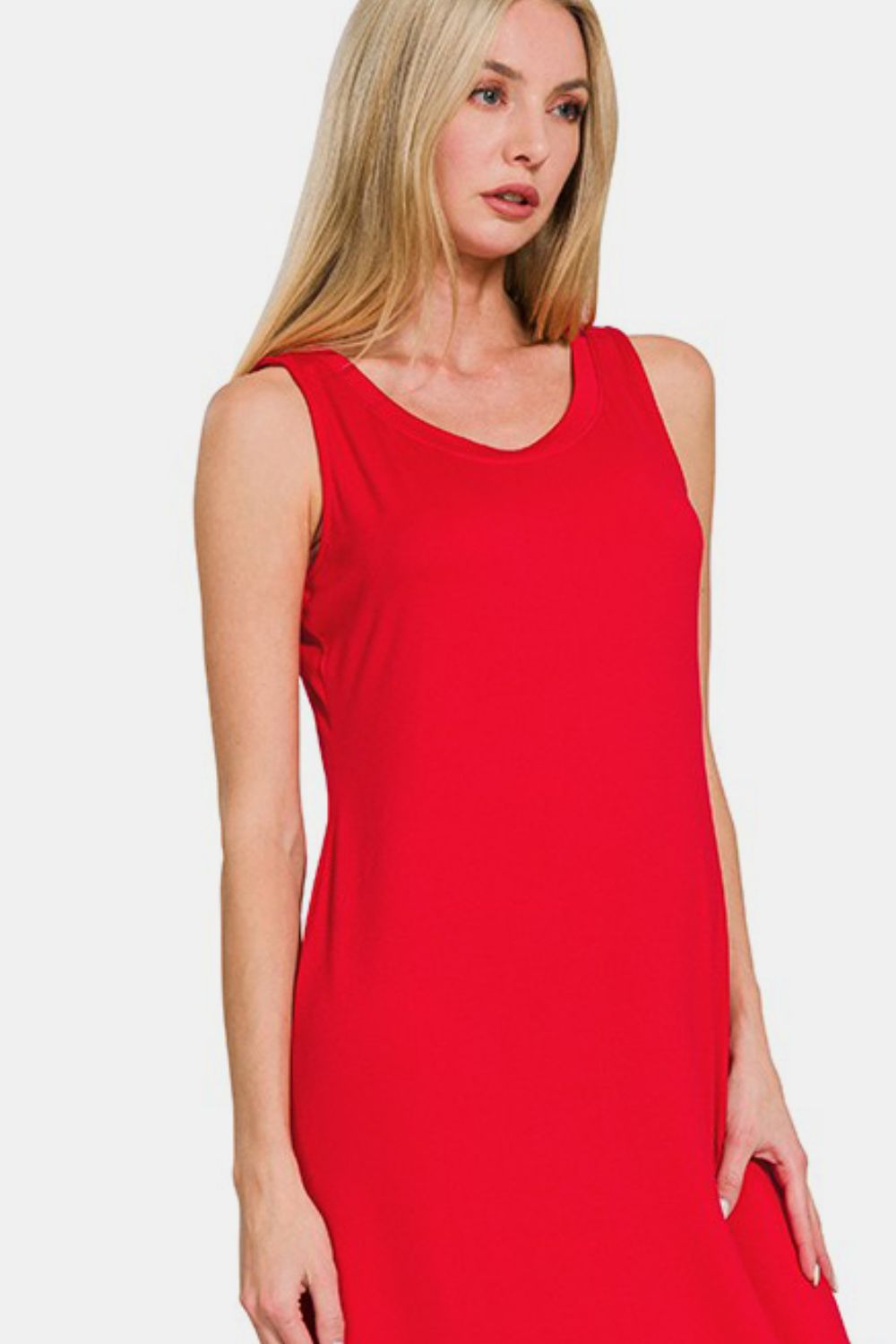 Zenana Scoop Neck Wide Strap Tank Dress - Classique Collection
