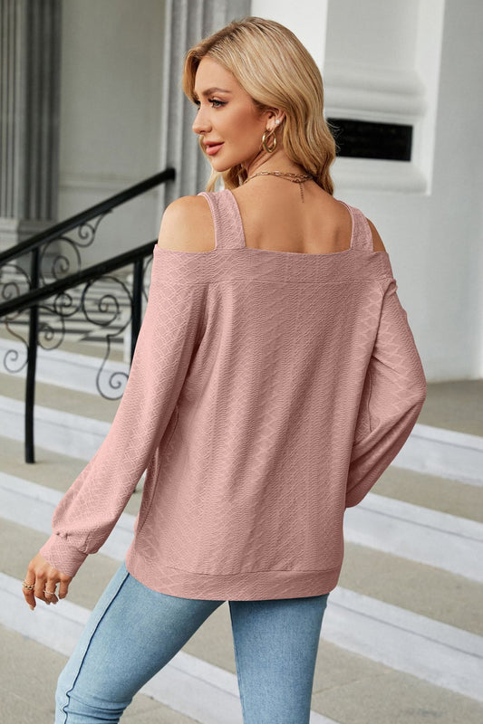 Cold Shoulder Square Neck Cutout Blouse - Classique Collection