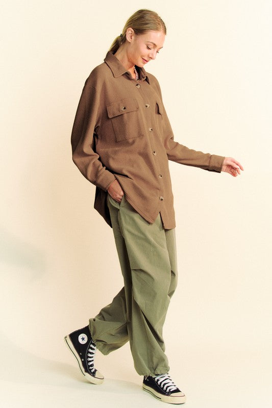 Davi & Dani Waffle-Knit Button Down Shirt - Classique Collection